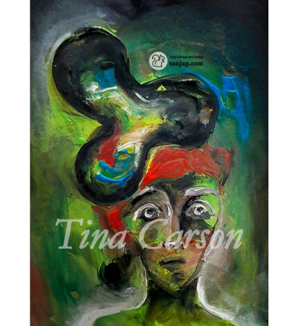 lady with flower hat original painting